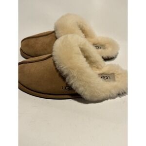 UGG SCUFFETTE II CHESTNUT WOOL SHEARLING LINED SLIPPERS US 8